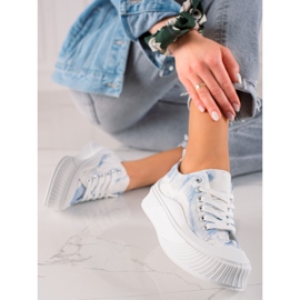 Seastar Sneakers Alla Moda Su Un'ampia Piattaforma bianca blu 2