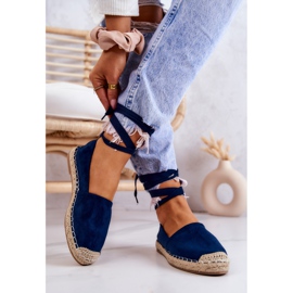 FB1 Espadrillas Ismanne in camoscio blu navy allacciate 2