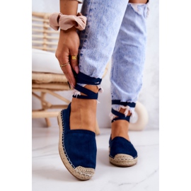 FB1 Espadrillas Ismanne in camoscio blu navy allacciate 1