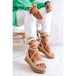 FB2 Sandali espadrillas con zeppa in pelle scamosciata Shanny Beige 1
