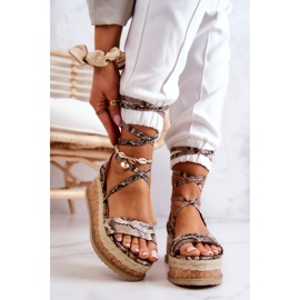 FB2 Sandali espadrillas con zeppa in pelle Shanna beige-marrone 2