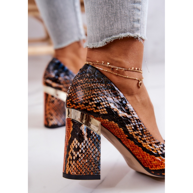 Lewski Shoes Décolleté in pelle Lewski Snake 3117 Arancio-Marrone 1