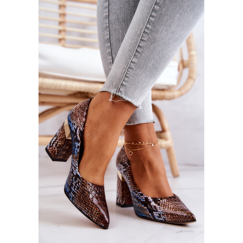 Lewski Shoes Décolleté in pelle Lewski Snake 3117 Marrone-Blu 2