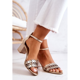 Lewski Shoes Sandali in pelle traforati Lewski 2869/2 Golden d'oro 2