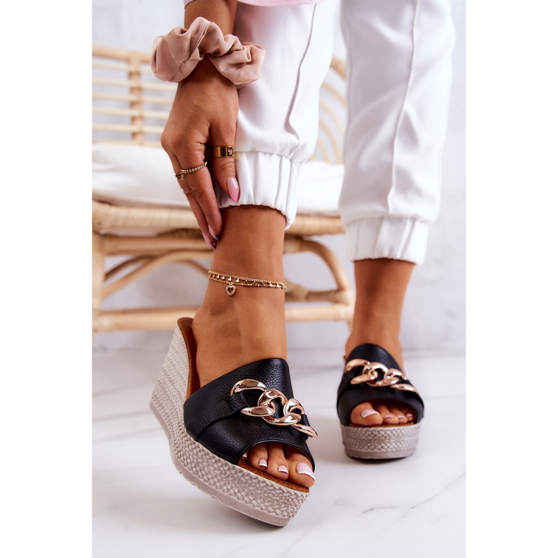 Lewski Shoes Ciabatte in pelle con zeppa Lewski 3062 Nero 2