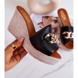 Lewski Shoes Ciabatte in pelle con zeppa Lewski 3062 Nero 1