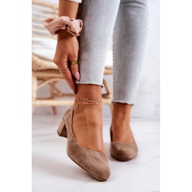 Décolleté In Pelle Scamosciata Su Una Barra Sergio Leone PB291 Beige 2