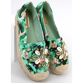 Espadrillas con conchiglie Manami Flower Green verde 1