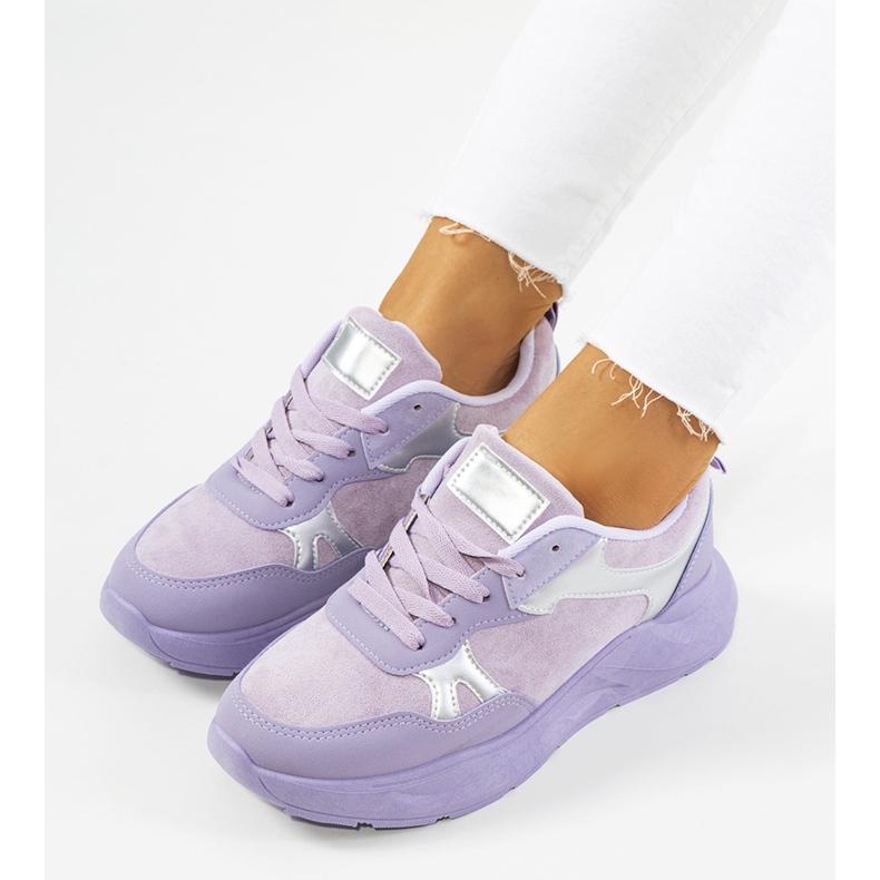 Sneakers viola con accenti argentati di Davis d'argento 1