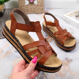 Sandali con zeppa Rieker W 62918-22 marrone 1