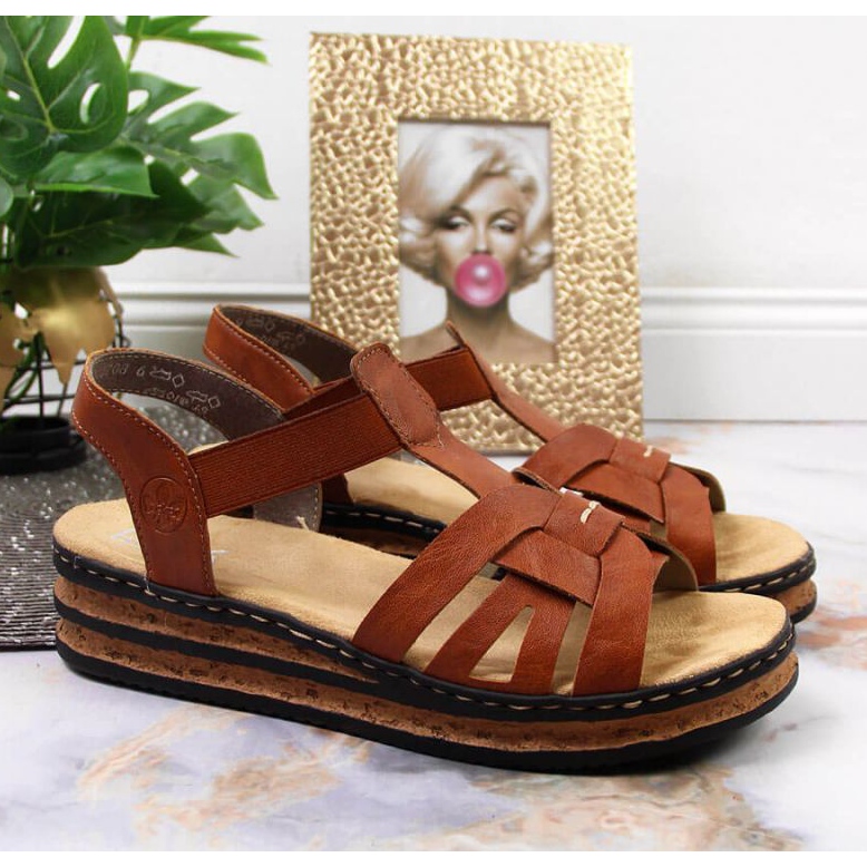 Sandali con zeppa Rieker W 62918-22 marrone 2