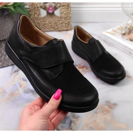 Scarpe in pelle con velcro Helios W 395 nere nero 1