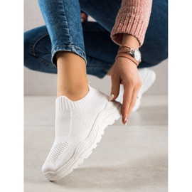 Bestelle Sneakers slip-on in tessuto bianco 1