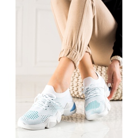 TRENDI Sneakers bianche con lacci bianco blu 1