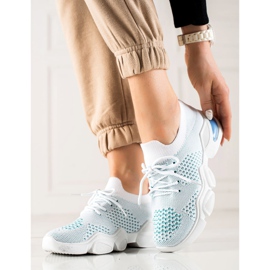 TRENDI Sneakers bianche con lacci bianco blu 2