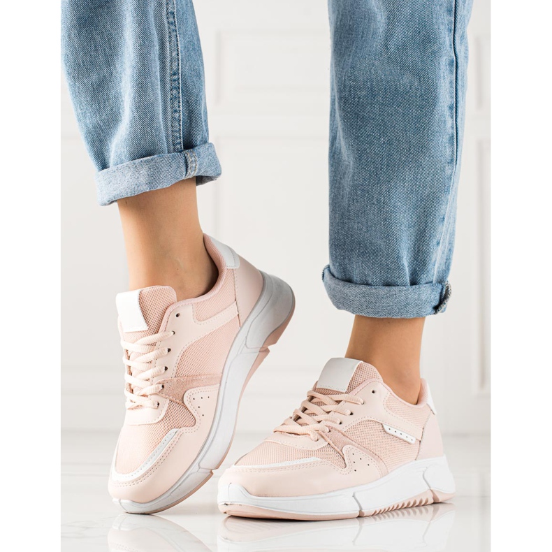 Ideal Shoes Sneakers rosa sulla piattaforma 1
