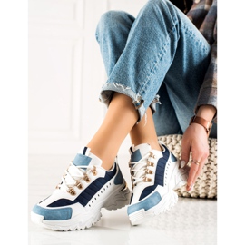 TRENDI Scarpe da ginnastica colorate alla moda bianco blu 1