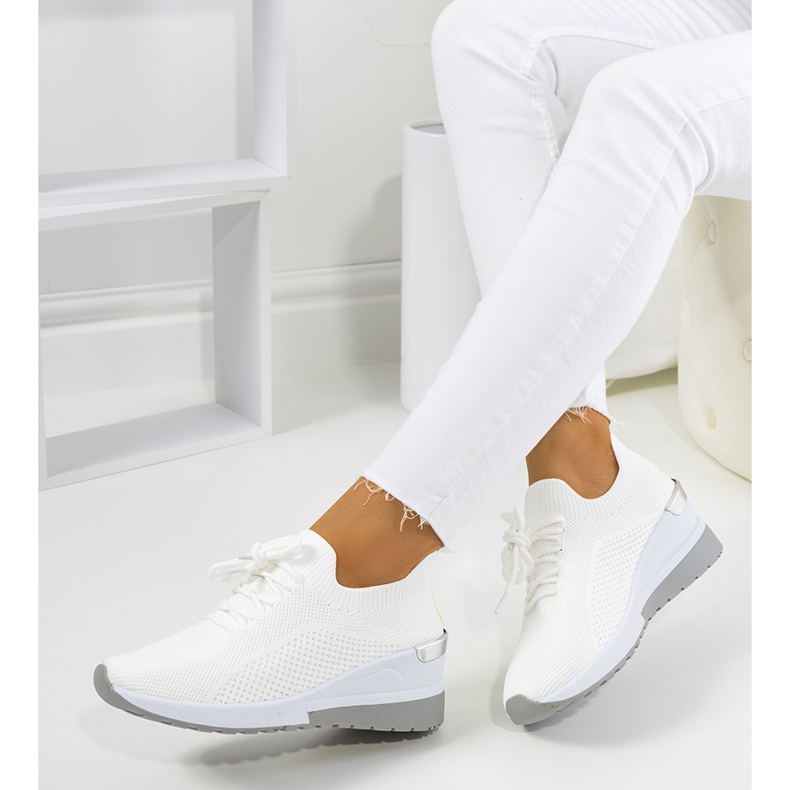 Sneakers bianche sulla zeppa Sabelia bianca 2
