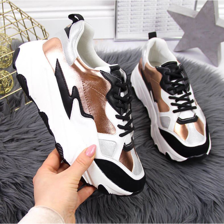 Sneakers sulla piattaforma Potocki W WOL53 bianche e oro bianca d'oro 1