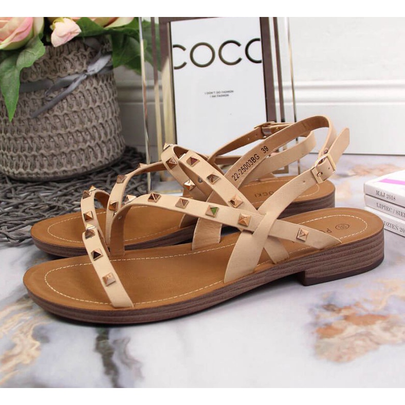 Sandali romani con borchie Potocki W WOL56B beige 2