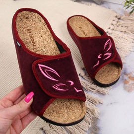 Ciabatte da casa Inblu W BEF33 bordeaux con velcro rosso multicolore 1