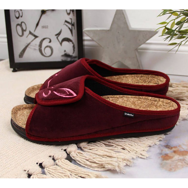 Ciabatte da casa Inblu W BEF33 bordeaux con velcro rosso multicolore 2