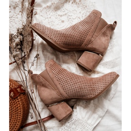 PS1 Stivali da cowboy in pelle scamosciata traforati Helloni beige scuro 1