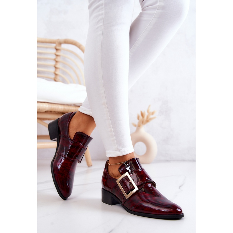 PA2 Scarpe in vernice con fibbia Taliya bordeaux rosso 2