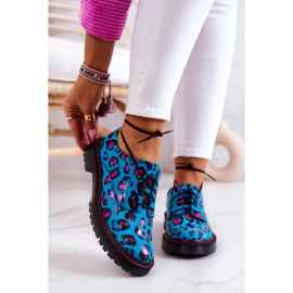 Scarpe Oxford da donna Maciejka 04087-47 in pelle blu multicolore 1