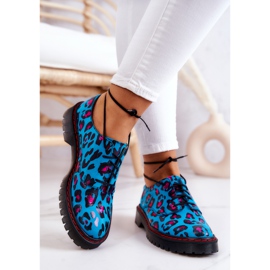 Scarpe Oxford da donna Maciejka 04087-47 in pelle blu multicolore 2