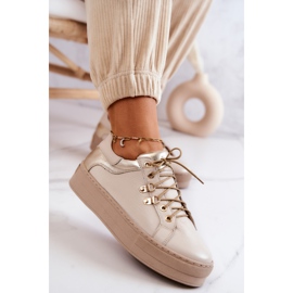FILIPCZYK Scarpe Sportive In Pelle Su Una Piattaforma Mary Ann Beige Chiaro 2