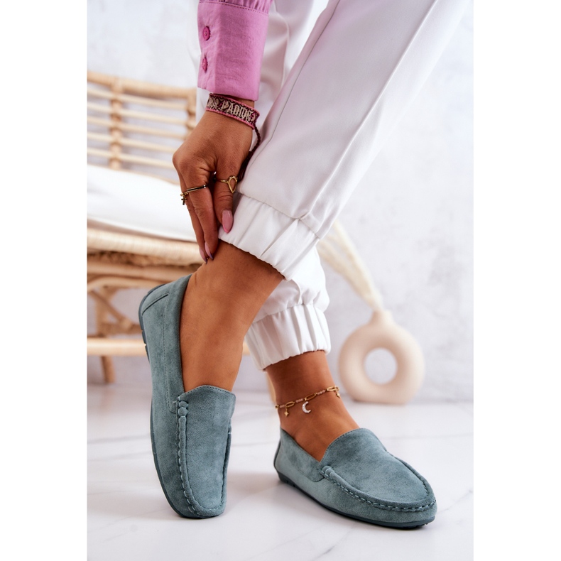 Mocassini da donna in camoscio Menta Morreno verde 2