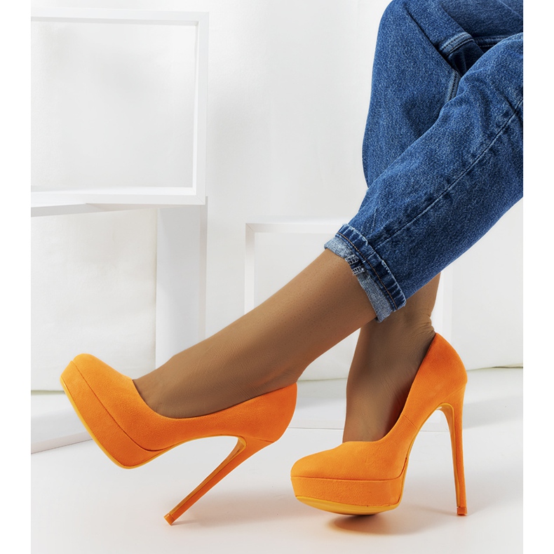 Décolleté arancio neon su tacco Lorine arancia 1