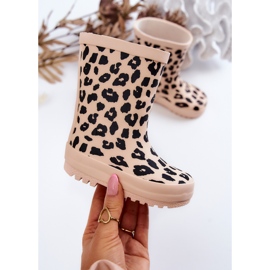 FR1 Stivali da pioggia per bambini con motivo leopardato Tata beige 1