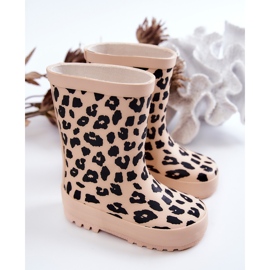 FR1 Stivali da pioggia per bambini con motivo leopardato Tata beige 2