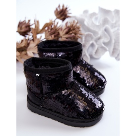 FR1 Stivali da neve caldi per bambini con coccio nero di paillettes 1