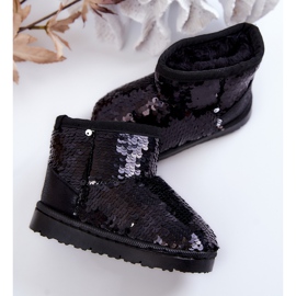 FR1 Stivali da neve caldi per bambini con coccio nero di paillettes 2