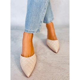 Ciabatte con tacco trapuntato Gloria Beige 1
