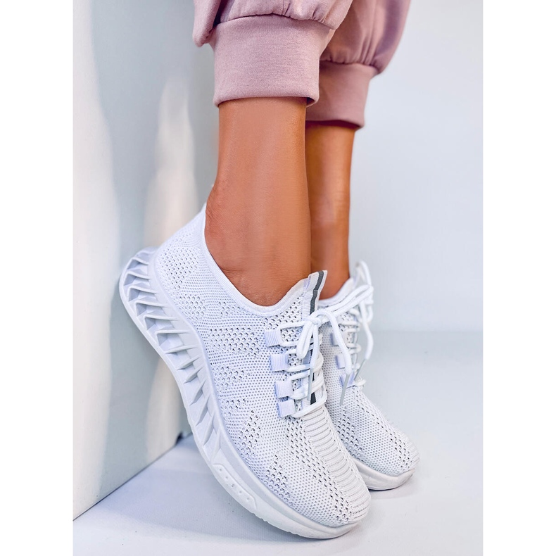 Kira White scarpe sportive a calzino bianca 1