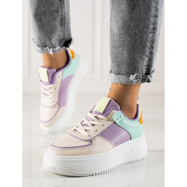 TRENDI Sneakers Alla Moda Su Un'ampia Piattaforma beige multicolore 2