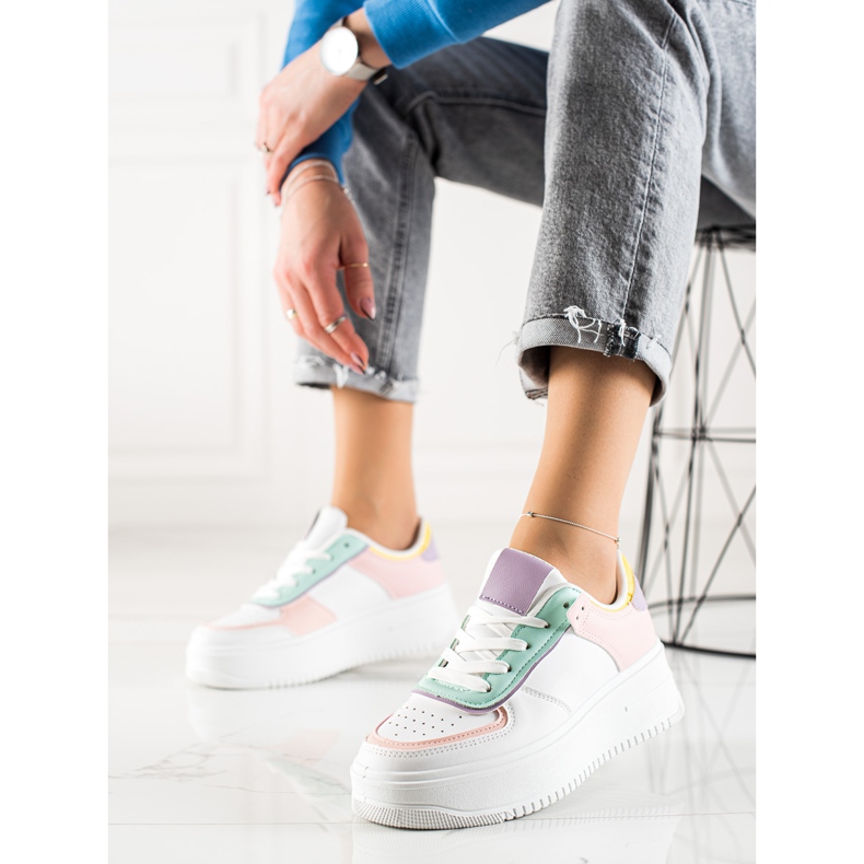 TRENDI Sneakers Alla Moda Su Un'ampia Piattaforma bianco multicolore 1