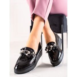 W. Potocki Scarpe slip-on con perle nero 2