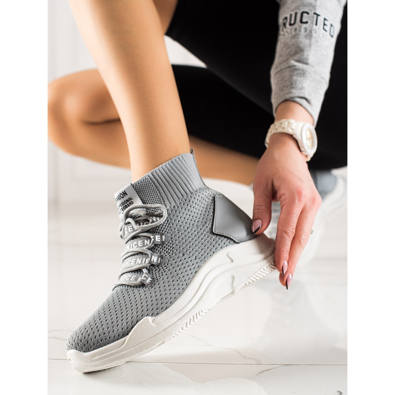TRENDI Sneakers Grigie Con Un Calzino grigio 1