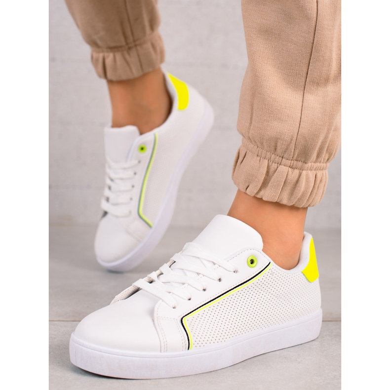 TRENDI Scarpe casual con inserto al neon bianco 2