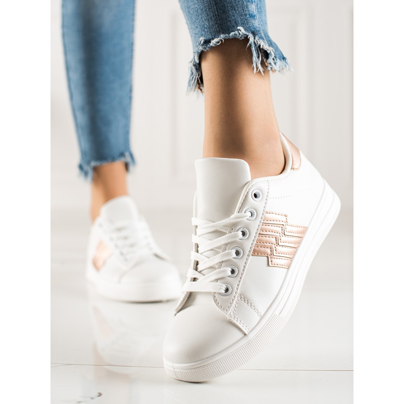 TRENDI Sneakers Con Inserto Dorato bianca 2