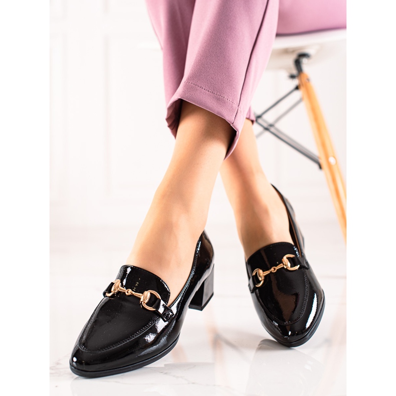 Scarpe con tacco laccate VINCEZA nero 1