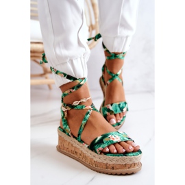 FB2 Sandali Espadrillas Con Zeppa Fiori Roxanne Verdi multicolore verde 1