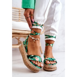 FB2 Sandali Espadrillas Con Zeppa Fiori Roxanne Verdi multicolore verde 2
