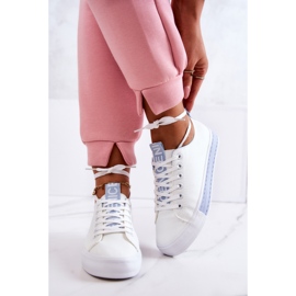 Sneakers da Donna in Pelle Bianche e Blu Mikayla bianco 2