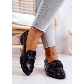 Vinceza Scarpa laccata con motivo serpentino Black Yasmin nero 2